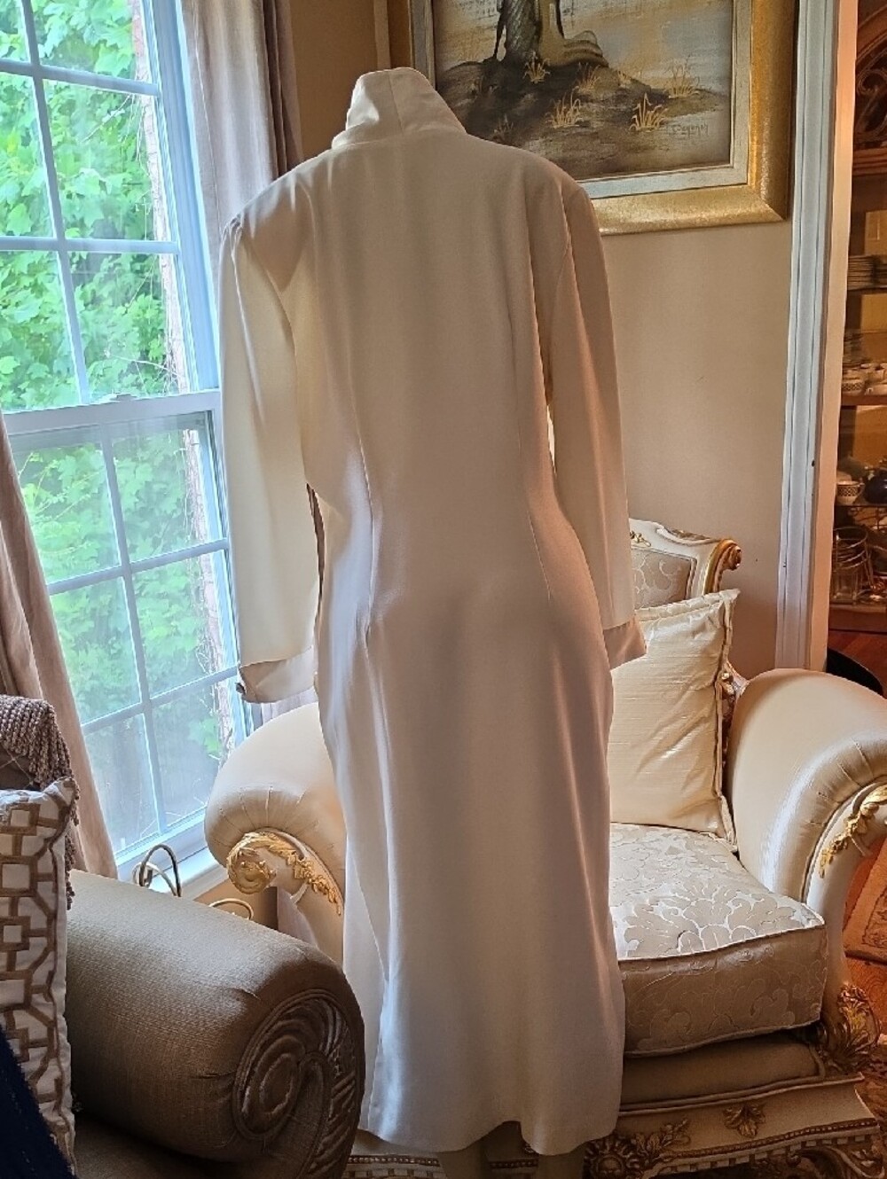 Elegant Ivory Long Sleeve Button-Front Dress - Picture 3 of 3